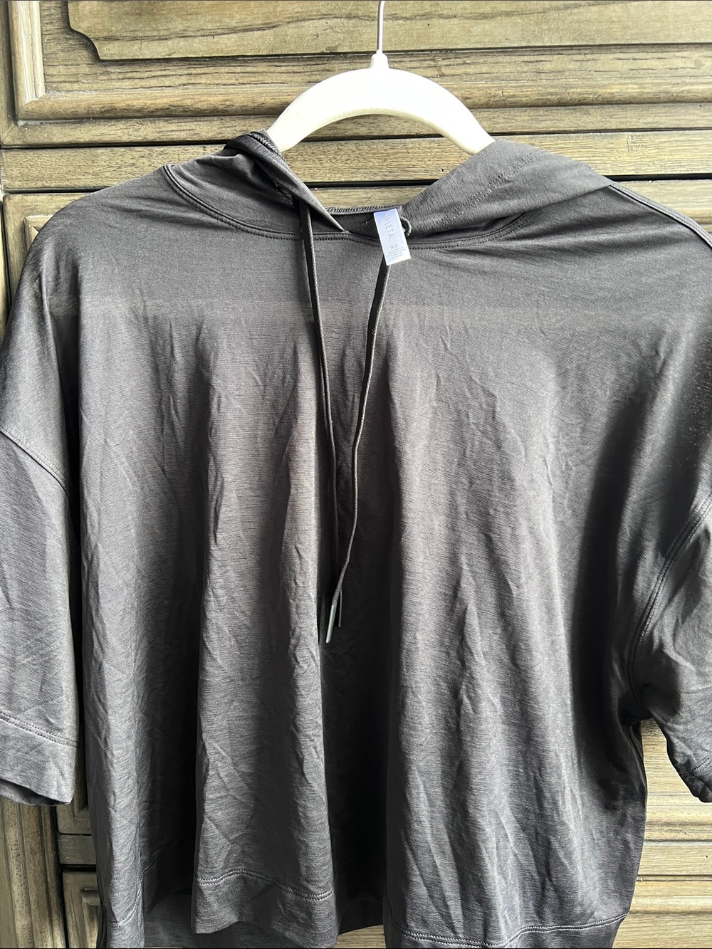 Athleta Black Short-Sleeve Crop Hoodie